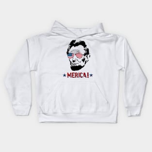 4th of July Shirts for Men Lincoln Abraham - Merica ! Kids Hoodie